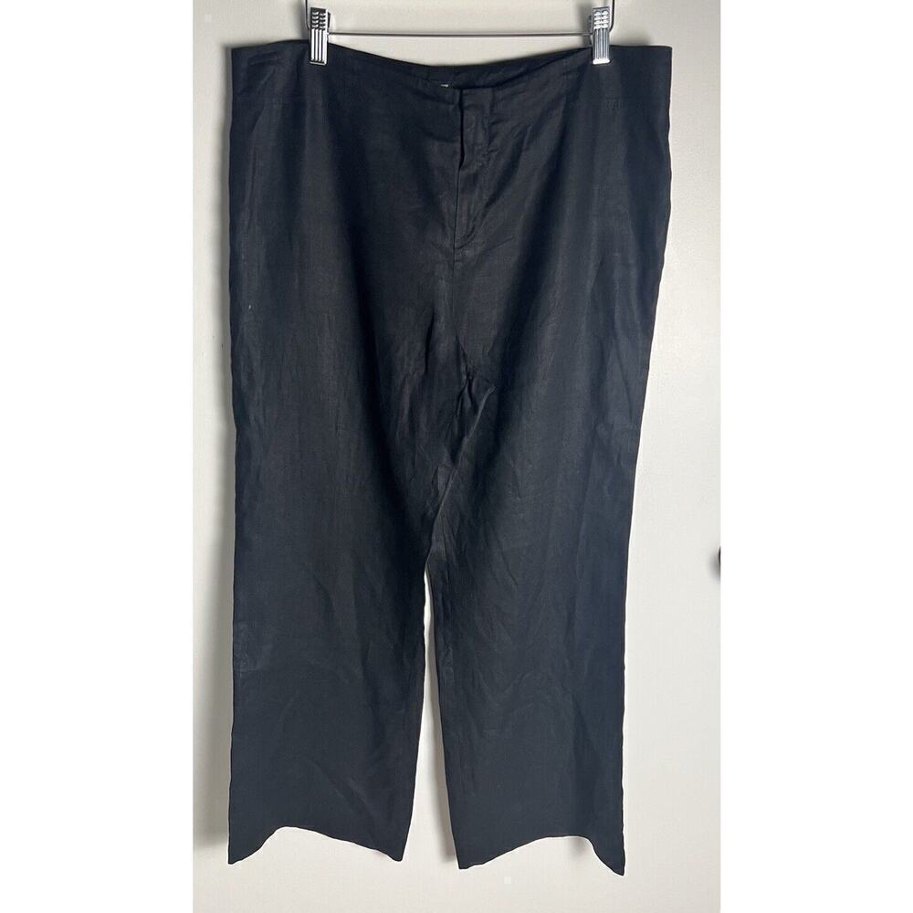 Philippe Adec Paris Black High Rise Wide Leg‎ 100% Linen Pants Size 12 NWOT